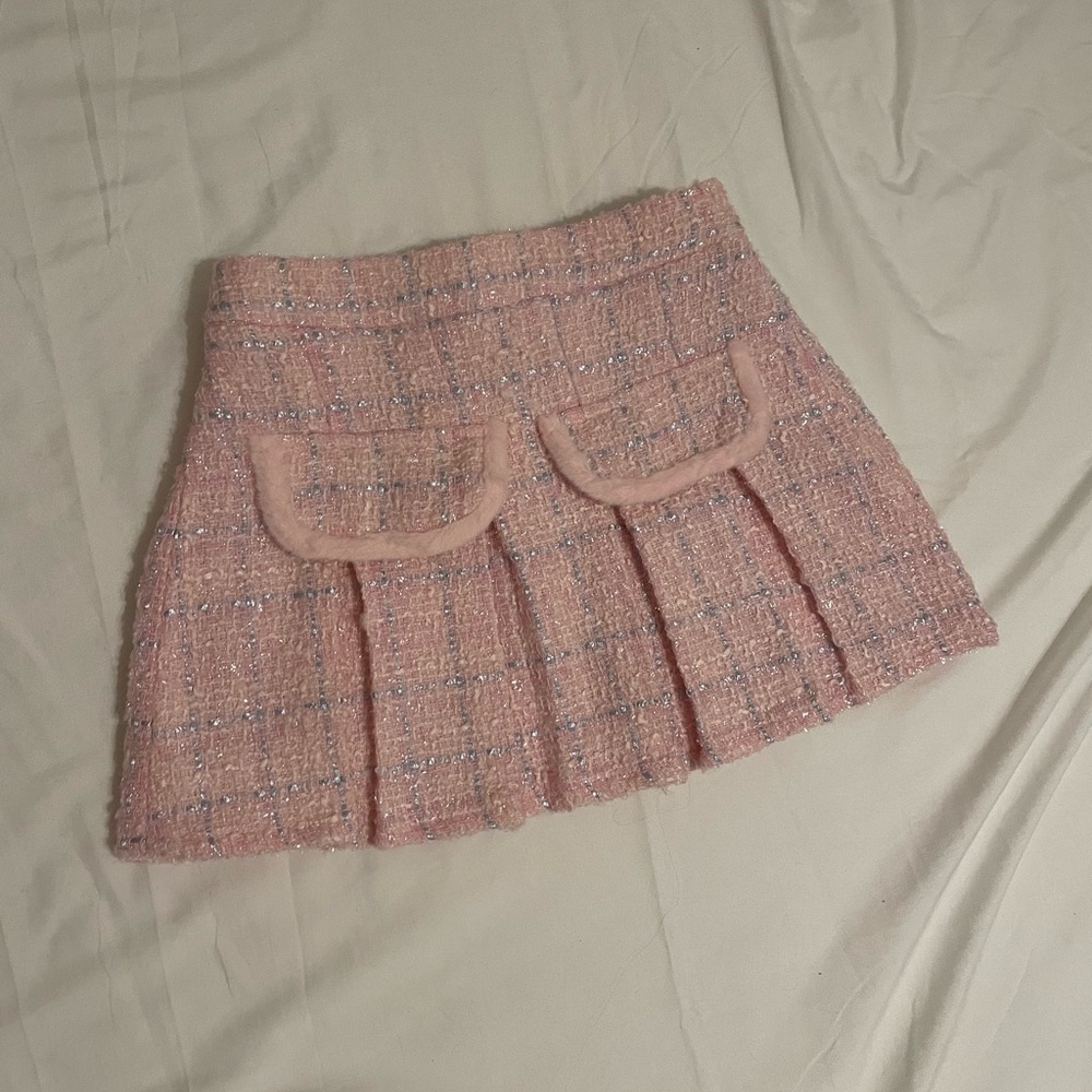 NWT Girls 6 Pink Tweed Skirt